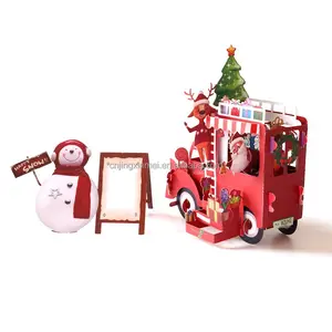 Custom Wholesale Creative 3d Christmas Floats Three-dimensional Hollow Paper Sculpture Holiday Blessing Greeting Card