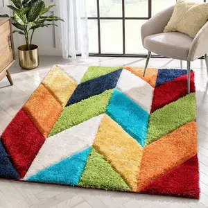 Rainbow Multicolor 3D Cut Collection Classical Shaggy Carpet Luxury Decoration floor mat 3D Print Vision Technology Sense Carpet