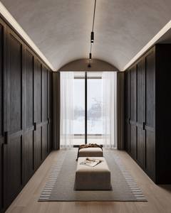 Armoire de <span class=keywords><strong>dressing</strong></span> intégrée moderne Balom Premium en bois massif, style minimaliste, avec poignée dissimulée et hauteur totale - Product Image 1