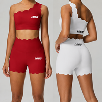 Soutien-gorge de sport personnalisé à élasticité quadridirectionnelle, pour la gym, le fitness, le yoga, le Pilates, à une épaule, doux pour la peau, à bordure en forme de pétale, séchage rapide