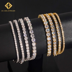 ZUANFA JEWELRY Ensemble de bijoux Hip Hop pour homme, Collier et bracelet tennis en argent 925 plaqué rhodium, entièrement sertis de diamants ronds - Product Image 3