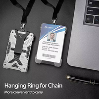 Tempat Kartu Kredit Aluminium Minimalis untuk Pria, Dompet Logam Anti RFID Kompatibel dengan AirTag, Penjepit Uang Tipis