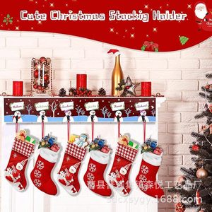 Wooden Wall Mounted <b>Christmas</b> Stocking Rack Long <b>Storage</b> Rack For Children Gift Candy Organizing With Suction Cup Installation - Product Image 4