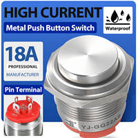 Interrupteur à bouton-poussoir métallique étanche 22 mm pour système de chauffage 18A, interrupteur à verrouillage CCC/CE/TUV avec prise 1NO
