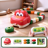 Jouet Serpent RC Magnétique à Pixels, Conception Modulaire, Bouche Mobile, Jouets Serpent RC Mangeur, Jouet Interactif STEM Intérieur/Extérieur pour Enfants