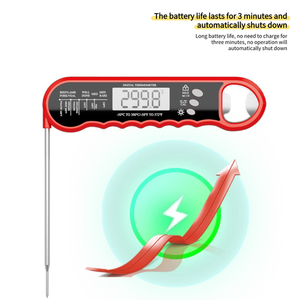 Высокоточный складной цифровой термометр для еды с мгновенным считыванием и открывалкой для бутылок для барбекю, жарки мяса, гриля, использования на кухне - Product Image 3