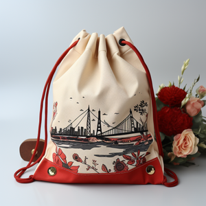 New Personalized Colorful <strong>Canvas</strong> Cotton <strong>Drawstring</strong> <strong>Bag</strong> with Double <strong>String</strong> - Product Image 6