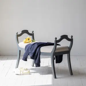 Chaise en tissu de salon vintage suédoise, élégante, luxe, bleu antique, banc de canapé en bois de bouleau pour chambre à coucher - Product Image 1