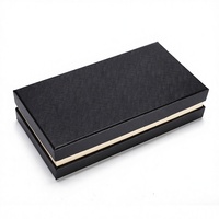 Boîte cadeau rectangulaire bronzée, vente directe usine, emballage universel noir avec couvercle supérieur et inférieur, grande boîte longue pour portefeuille, estampage à chaud