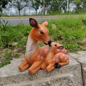 Desain baru patung rusa Resin Sika orang tua-anak rusa untuk taman atau Dekorasi Rumah