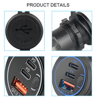 Chargeurs USB plats double PD QC3.0 pour voiture 12V/24V, prise USB 108W à 3 ports avec interrupteur de contrôle