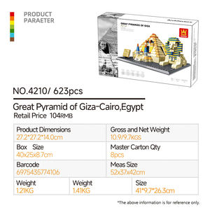Blocchi di Costruzione in Plastica ABS Wange Modello di Famoso Monumento Piramide di <span class=keywords><strong>Giza</strong></span> Egitto Gioco DIY con Piccole Particelle - Product Image 4