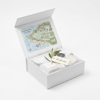 Caja de Bienvenida Personalizada para Invitados de Boda en Hoteles, Caja Rígida Blanca, Mapa Personalizado, Papel de Seda con Impresión Interior, Etiqueta de Regalo con Destino