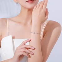 Gelang Rantai Bintang Perak Sterling 925 dengan Zirkon untuk Wanita, Stok Tersedia, Grosir Pabrik, Perhiasan Mewah