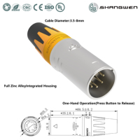 Connecteur XLR 5 broches mâle et femelle IP65 pour extérieur, avec contacts en alliage de cuivre plaqué or et boîtier en alliage de zinc nickelé