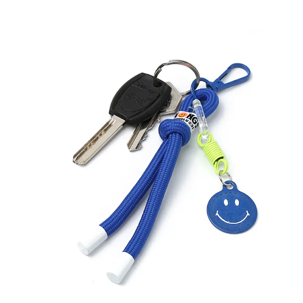 Tali gantungan kunci Lanyard poliester tenunan tangan dengan layar sutra cetakan timbul Digital tali gantungan kunci liontin dapat disesuaikan