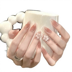 Uñas Postizas con Diseño de Flor de Hielo, Estilo Instagram, Sensuales, Combinables con Todo, Degradado de Color Rosa, Efecto Ojo de Gato, Elegantes, Hechas a Mano - Product Image 2