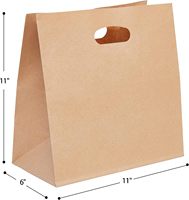 Sacs en papier kraft jetables 100 % biodégradables avec poignées découpées pour les courses en gros, la vente à emporter, le commerce de détail et la boulangerie