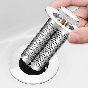 Filtro de desagüe de acero inoxidable para el hogar, cocina, baño, fregadero, atrapa cabellos, tapón de desagüe, filtro antiolores, núcleo desplegable. - Product Image 1