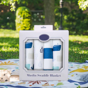 Fabricant <span class=keywords><strong>personnalisé</strong></span> 120 cm 100% bambou et coton biologique ensemble de couvertures d'emmaillotage pour nouveau-né - Product Image 4