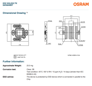 Chip LED Blanco para Automoción OSRAM OSLON Black Flat S KW HHL532.TK 395lm 3.2W 3.15V 120 Grados 3737 Negro Plano de Cerámica - Product Image 6