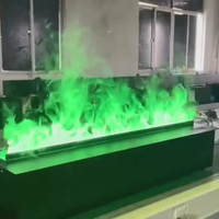 Perapian Air 3D Baja Terpasang Listrik dengan Layar LED, Nyala Api Multiwarna, Dikendalikan Remote dan Aplikasi, untuk Rumah Tangga, Bahasa Inggris