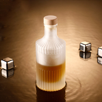 Bouteilles en Verre Vides Hautes Qualité Rondes Transparentes 1L pour Vodka, Liqueurs, Gin, Rhum et Tequila