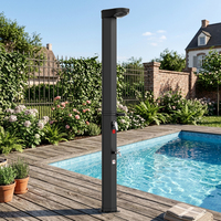 OEM 35L Sechseckige Solar-Außendusche Moderne Integrierte Duschsäule mit Oberer Sprühfunktion für Garten, Pool, Terrasse, Strand und Camping mit Warm- und Kaltwasser