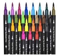 Rotuladores de doble pincel para colorear para niños y adultos, 24 rotuladores de colores, marcadores artísticos de punta fina y pincel