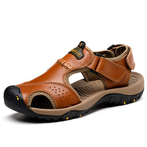 Sandalias de Cuero Genuino para Hombre, Punta Cerrada, Suela de Goma Transpirable, Zapatos Casuales de Verano para Senderismo - Product Image 5