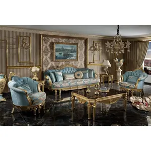 Factory Direct Sale 100% Hand carved Solid Wood Couches Living Room Set American Classic Sofa Set