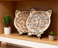 Puzzle en bois en forme de chat, couleurs Morandi, éducatif, pour enfants et adultes, cadeau, vente chaude