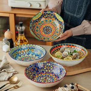 Bol à soupe au <span class=keywords><strong>chou</strong></span> peint sous glaçure bohème bol en céramique occidentale peinte <span class=keywords><strong>vaisselle</strong></span> domestique - Product Image 2