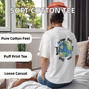 Comfortable Soft 100% Cotton Jersey <b>White</b> Letter Graphic <b>Tee</b> Hand Drawn for Design Oversized Loose Casual Men's T-Shirt - Product Image 2