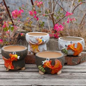 MSH Nouveauté <span class=keywords><strong>Pot</strong></span> <span class=keywords><strong>de</strong></span> fleurs succulentes peint à la main en forme <span class=keywords><strong>de</strong></span> poisson rouge <span class=keywords><strong>Décoration</strong></span> pour <span class=keywords><strong>maternelle</strong></span> - Product Image 1