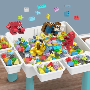 Mesa de actividades múltiples para niños pequeños, mesa de agua, mesa de arena y bloques de construcción, mesa con 4 cajas de almacenamiento, CA - Product Image 5