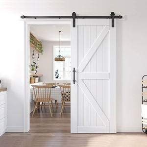 أبواب خشبية مودرن, أبواب منزلقة للمنزل والمكتب وفيلا ، غرفة داخلية ، لون أسود ، تصميم باب الحظيرة الخشبي - Product Image 2