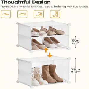 Meuble à chaussures vertical extensible multi-niveaux moderne anti-poussière transfrontalier, rangement de chaussures haut, en plastique, pour salon - Product Image 2