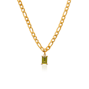 <span class=keywords><strong>Chris</strong></span> april 316L Acier inoxydable olivine cz émeraude pendentif figaro chaîne colliers - Product Image 1