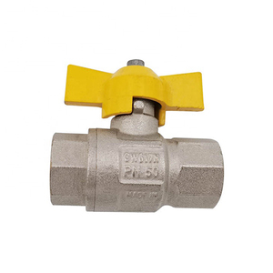 ガスボールバルブ用の赤いショートバタフライハンドルのメスとオスのネジが付いた3/4インチの真ちゅう製ミニボールバルブ - Product Image 1