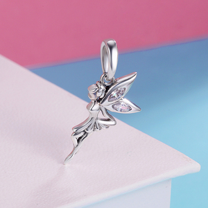 Pendentif féerique plaqué argent avec ailes en zircon marquise, breloque à thème pour cadeau unisexe - Product Image 4