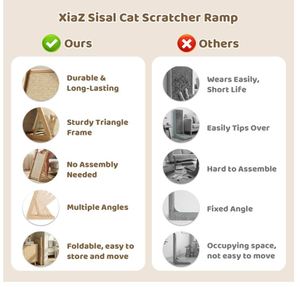 Grattoir à chat en sisal personnalisé de 31 pouces, planche à gratter pour chat en bois avec 5 hauteurs réglables, tapis en sisal, plateau à gratter incliné pour l'intérieur - Product Image 3