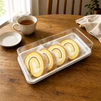 Boîte à gâteau roulé suisse en PET transparent avec couvercle, jetable, qualité alimentaire, pour 4 tranches, emballage à emporter pour pâtisserie, vente directe usine