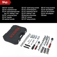 Kit d'outils essentiels pour homme en acier au carbone, 94 pièces, manuel, pour la maison, kit d'urgence, réparation automobile, dortoir universitaire, appartement, voiture