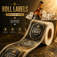 Étiquettes de bière personnalisées en vinyle transparent, aspect sans étiquette, imperméables, autocollantes, pour bouteilles de bière artisanale, en rouleau