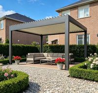 Pergola extérieure en aluminium Sweet Home, cadre thermolaqué, taille personnalisée, durable, facile à assembler, décorations pour jardin, balcon, cour.