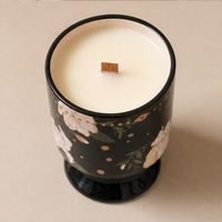 Set Hadiah Lilin Aroma Kedelai dengan Cangkir Keramik Hitam 270ml, Cetakan Underglaze Aroma Khusus