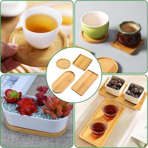 Plateaux modernes multifonctionnels carrés, rectangulaires et ovales pour la cuisine, les tasses à boire, les pots de fleurs, 8 pièces, empilables, en <span class=keywords><strong>bambou</strong></span>, faits à la main, petits plateaux - Product Image 5