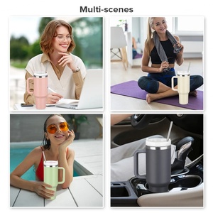 Mug à café de voyage d'aventure populaire personnalisé 2025 H2.0 30oz 40oz Tasse isotherme réutilisable en acier inoxydable avec poignée et paille - Product Image 4