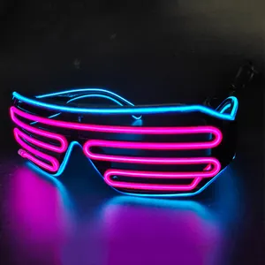 Party Decoration Flashing 2 Colors in 1 Glasses EL Wire LED Party Shutter Glasses Light up Sunglasses